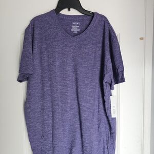 Men's Slub Purple V-Neck T-Shirt Large